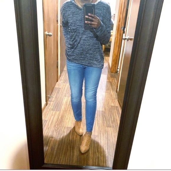 RAG & Bone Shirt Womens Small Blue Marl Long Sleeve Cozy Pocket T Loungewear - Picture 5 of 6